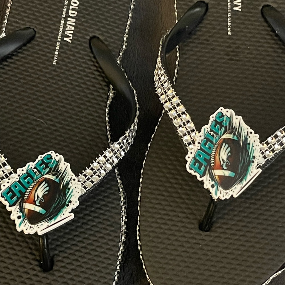 Old Navy Black Flip Flops with Rhinestone Straps